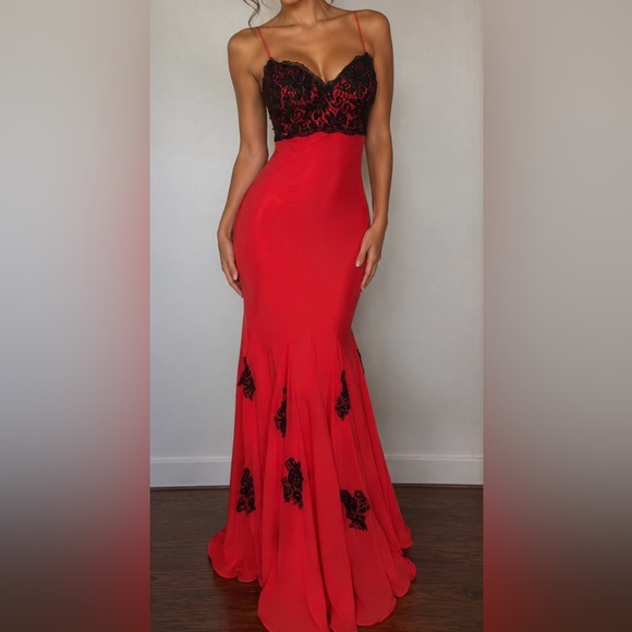 Vintage Dresses & Skirts - Vintage Y2K Beaded Dress Vintage Beaded Dress Black Red Lace Whimsigoth Prom